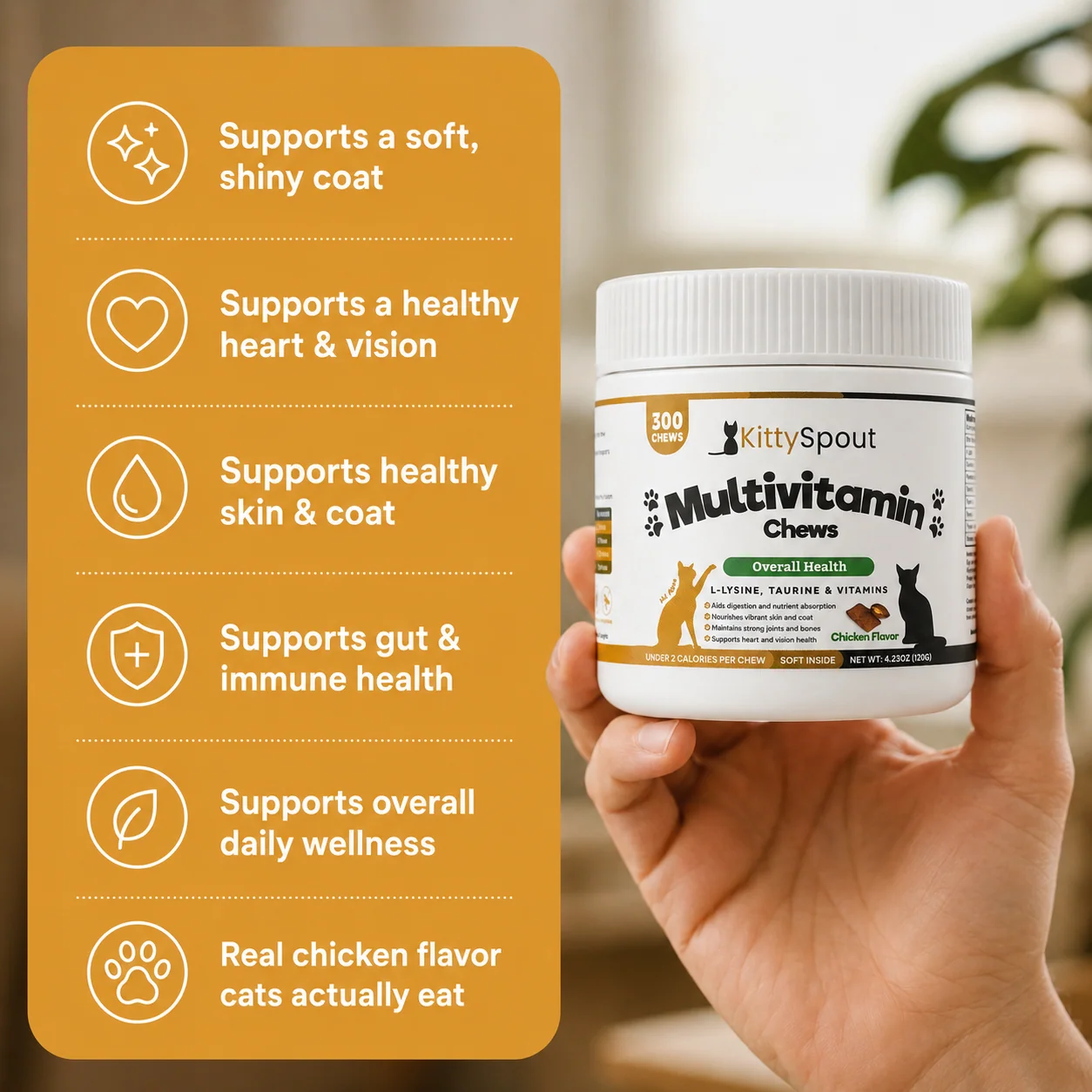 KittySpout Multivitamin Chews for Cats, Daily Treat Form