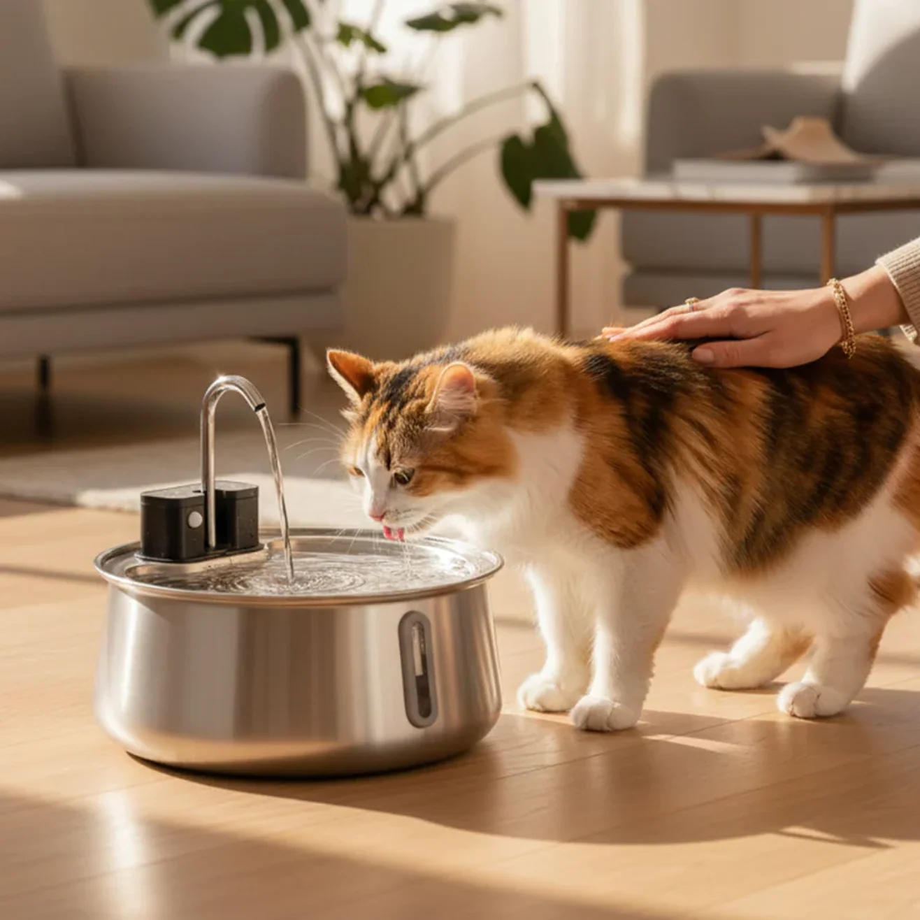 KittySpout Wireless Fountain 2.0 in Coloured Stainless Steel